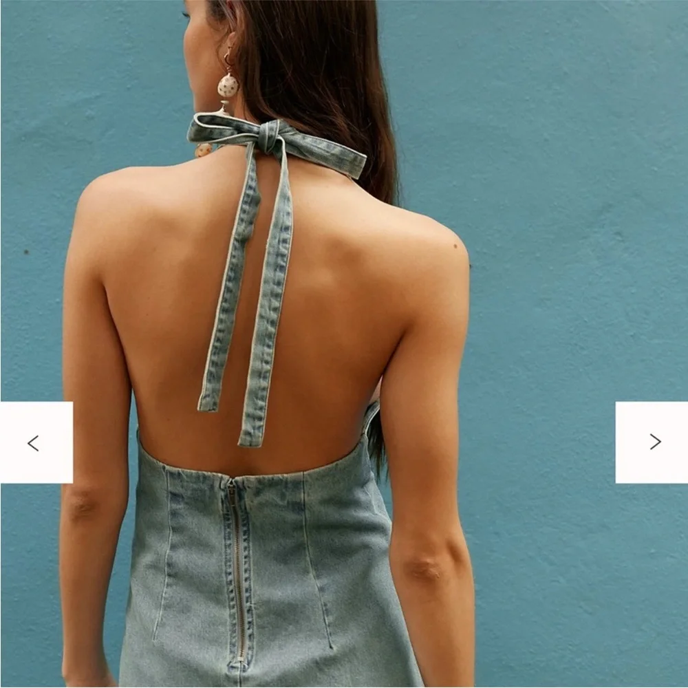 FREE PEOPLE Trevi Denim Mini Dress NWT Celestial Blue size Small